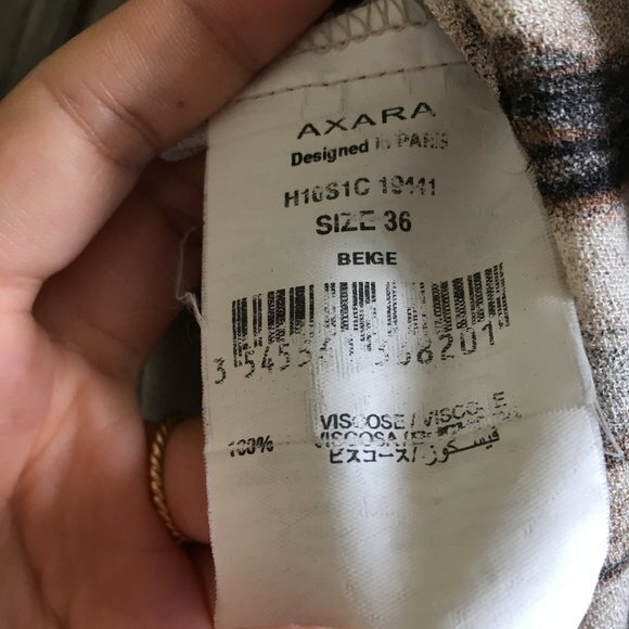 AXARA PARIS MIDI DRESS BEIGE ABSTRACT‎ PRINT SIZE 4 - Picture 4 of 5